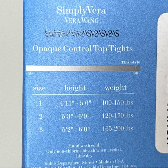 Simply Vera Wang Opaque Grey Heather Control Top Tights Size 3 - Picture 3 of 7